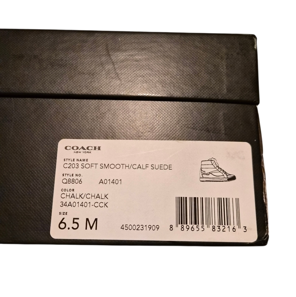 Coach C203 Chalk Suede High-Top Sneakers 6.5 - New In Box - Picture 7 of 7